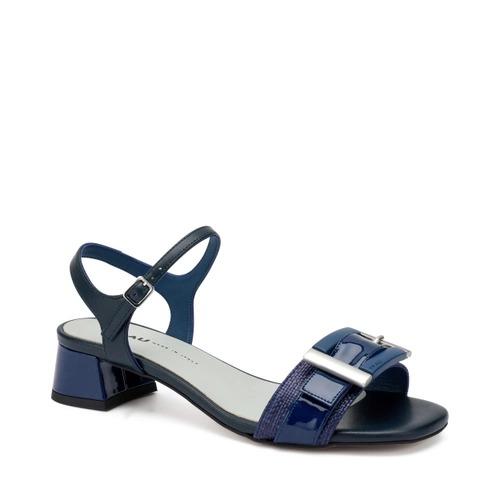 Frau Sandali Donna Tacco Medio in Pelle Blu 93H3 NAVY Frau 
