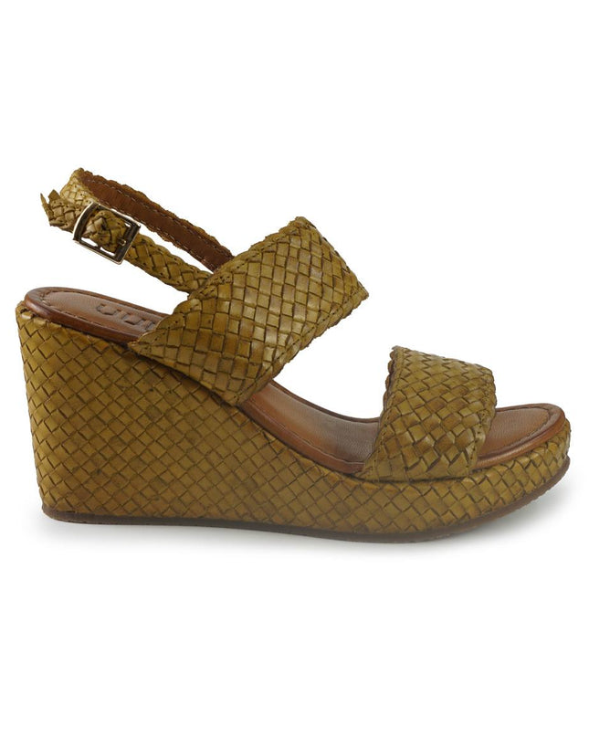 Vueva Sandali Zeppa Alta Donna in Pelle Intrecciata Giallo WD319R13M1 YELLOW Vueva 