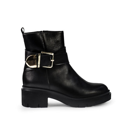 Gianni Crasto Stivaletto Donna in Pelle Nera con Tacco Medio e Fibbia 7021 BLACK Gianni Crasto 