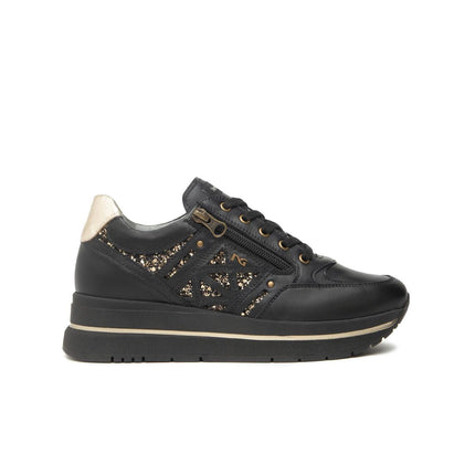 Nero Giardini Sneakers Donna in Pelle Nero e Glitter I514100D NERO 100 Nero Giardini 