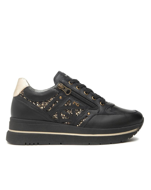 Nero Giardini Sneakers Donna in Pelle Nero e Glitter I514100D NERO 100 Nero Giardini 