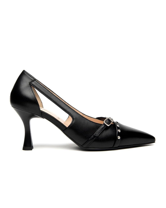 NeroGiardini Decollete Aperto con Borchie in Pelle Nero - MARIO SPATARELLA