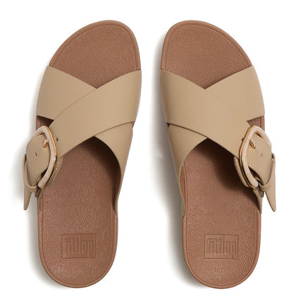 FitFlop Sandali Donna con Fibbia in Pelle Cappuccino Beige - MARIO SPATARELLA