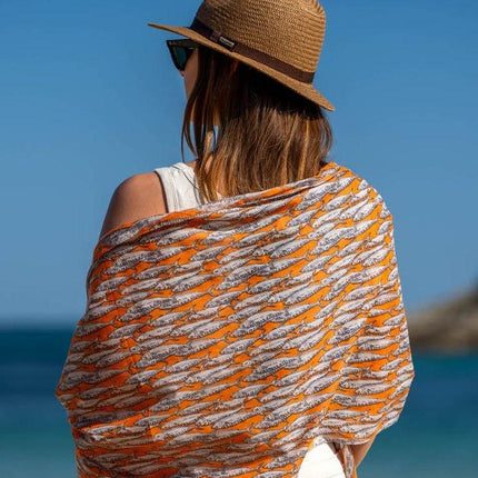 Foulard in Cotone Stampato Fantasia Arancio ACT132F COTTON NARANJA Colores de Otono 