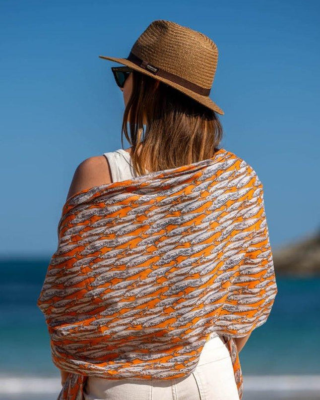 Foulard in Cotone Stampato Fantasia Arancio ACT132F COTTON NARANJA Colores de Otono 