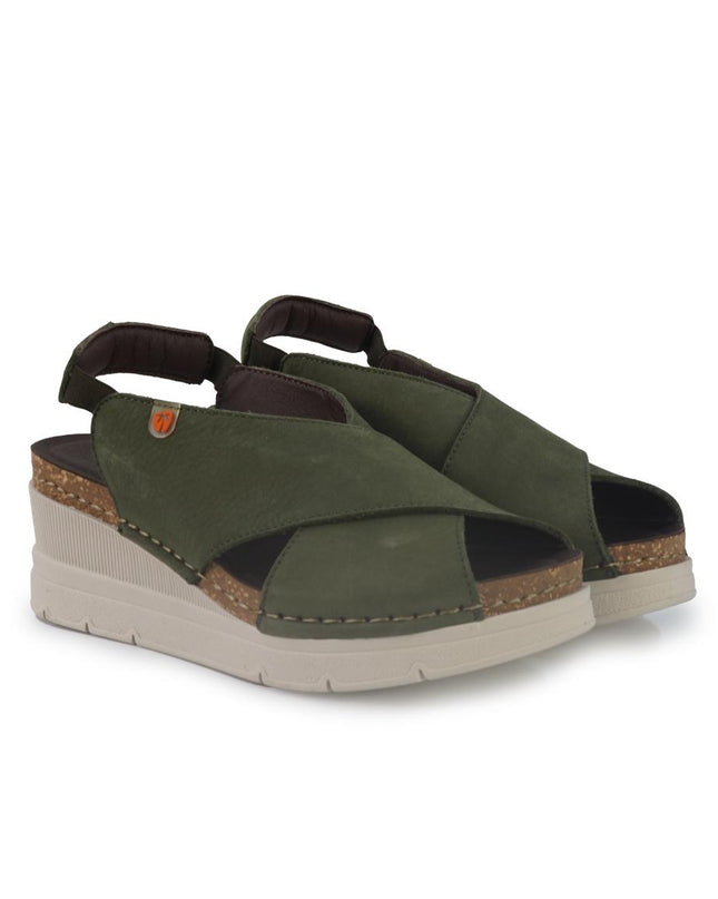Jungla Sandali Donna con Zeppa in Pelle Verde 8027 PRADO Jungla 