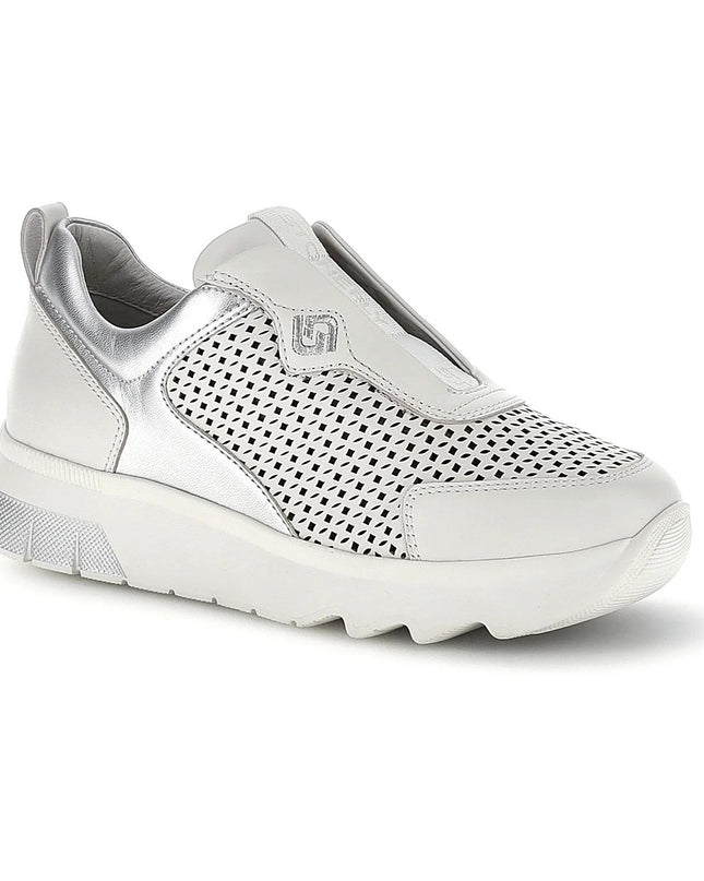 Stonefly Sneackers Slip On Donna in Pelle Bianca 223580 SPOCK WHITE SILVER Stonefly 