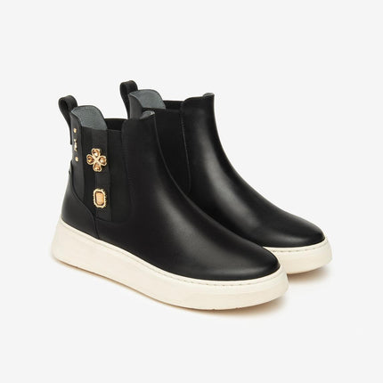 Nero Giardini Stivaletto Chelsea Donna con Charms in Pelle Nero I514173D NERO 100 Nero Giardini 