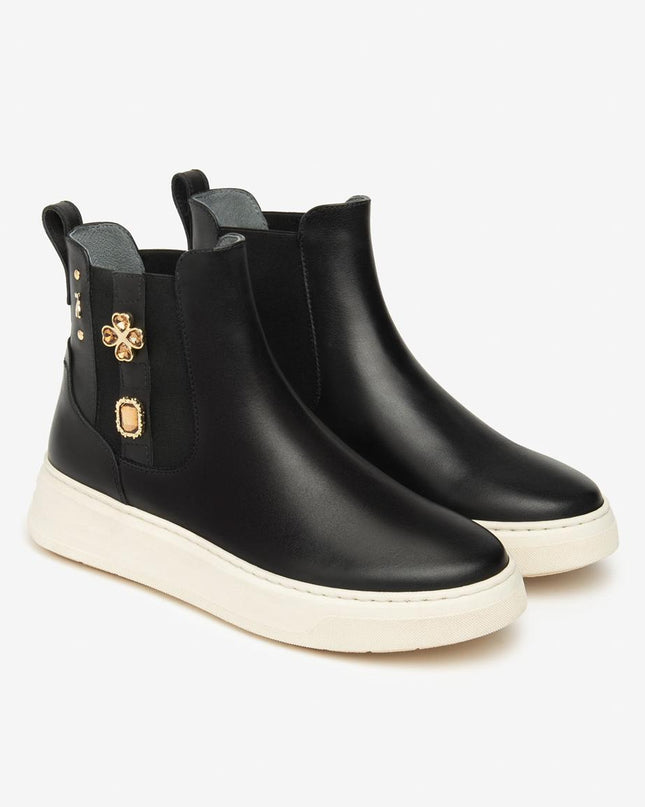 Nero Giardini Stivaletto Chelsea Donna con Charms in Pelle Nero I514173D NERO 100 Nero Giardini 