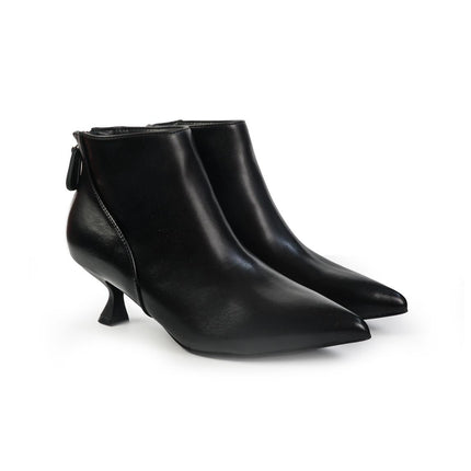 Stivaletti alla Caviglia Donna Tacco Rocchetto in Pelle Nero - MARIO SPATARELLA