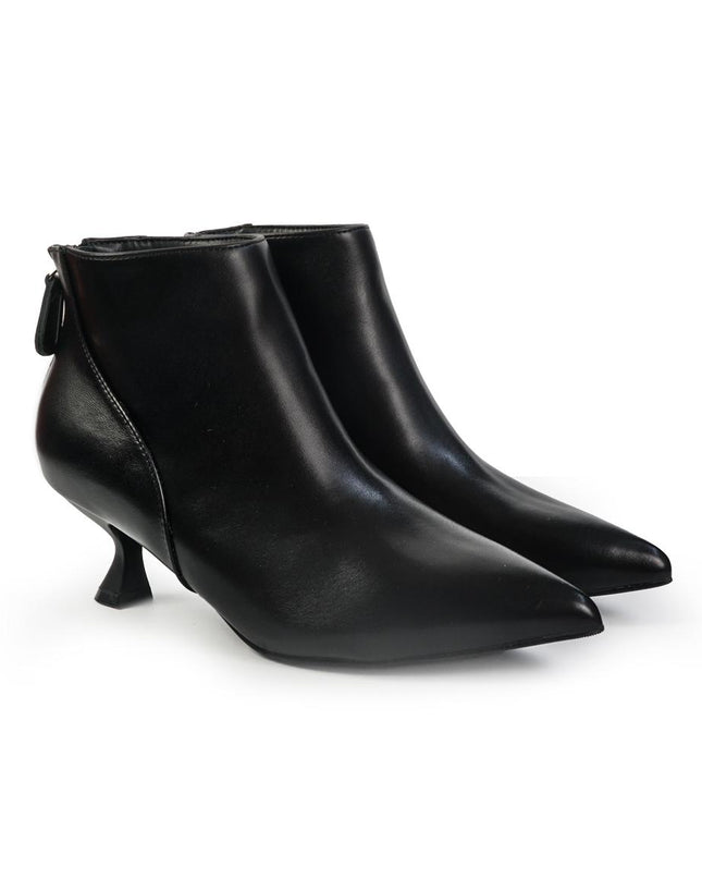 Stivaletti alla Caviglia Donna Tacco Rocchetto in Pelle Nero - MARIO SPATARELLA