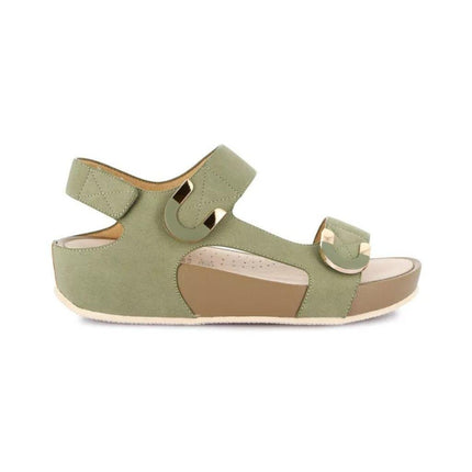 Grunland Sandalo Donna Ciabatta Confort con Velcro in Tessuto Oliva - MARIO SPATARELLA