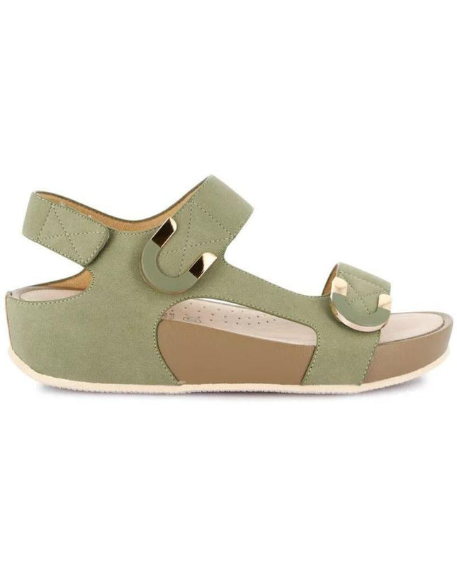 Grunland Sandalo Donna Ciabatta Confort con Velcro in Tessuto Oliva - MARIO SPATARELLA