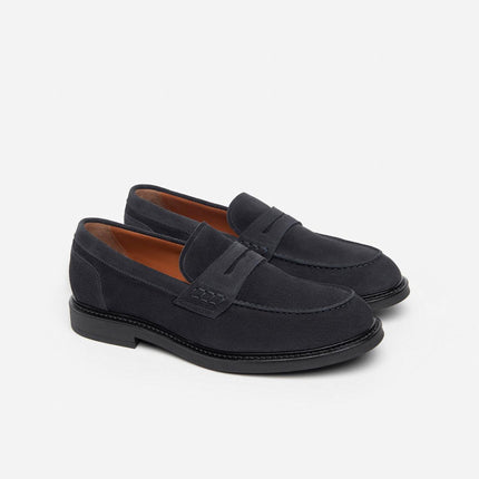 Nero Giardini Mocassini College Uomo in Camoscio Blu - MARIO SPATARELLA