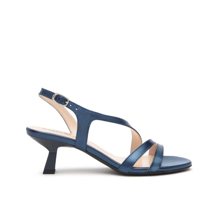 Nero Giardini Sandali Donna Tacco Svasato in Pelle Blu Oceano - MARIO SPATARELLA