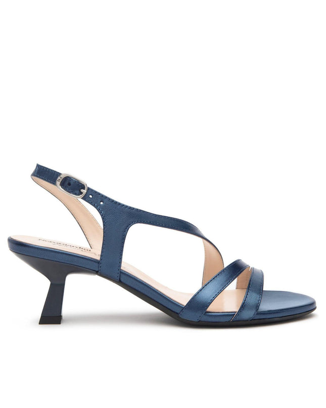 Nero Giardini Sandali Donna Tacco Svasato in Pelle Blu Oceano - MARIO SPATARELLA