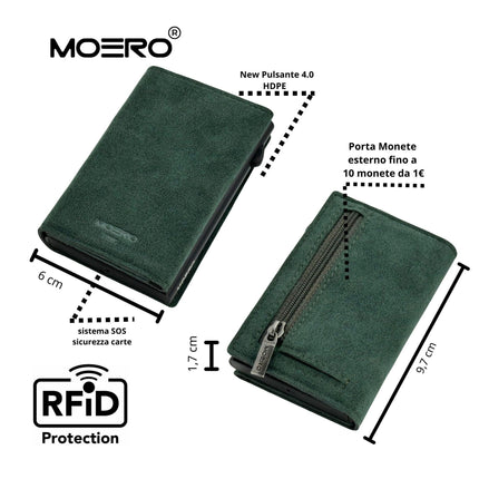 Moero Pro Alcantara Green Zip Portafoglio Slim - MARIO SPATARELLA