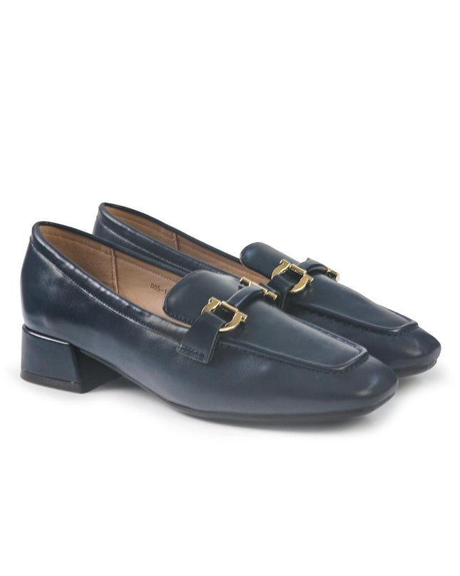 Mocassini Donna con Tacco e Morsetto in Pelle Blu YD05-12A NAVY ClaudV 