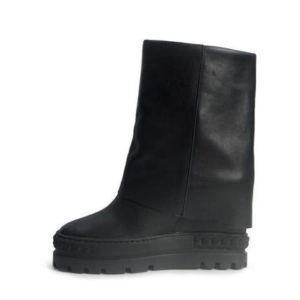 Tsakiris Mallas Stivali Donna con Risvolto e Zeppa in Pelle Nero 622 NINA PELLE BLACK Tsakiris Mallas 