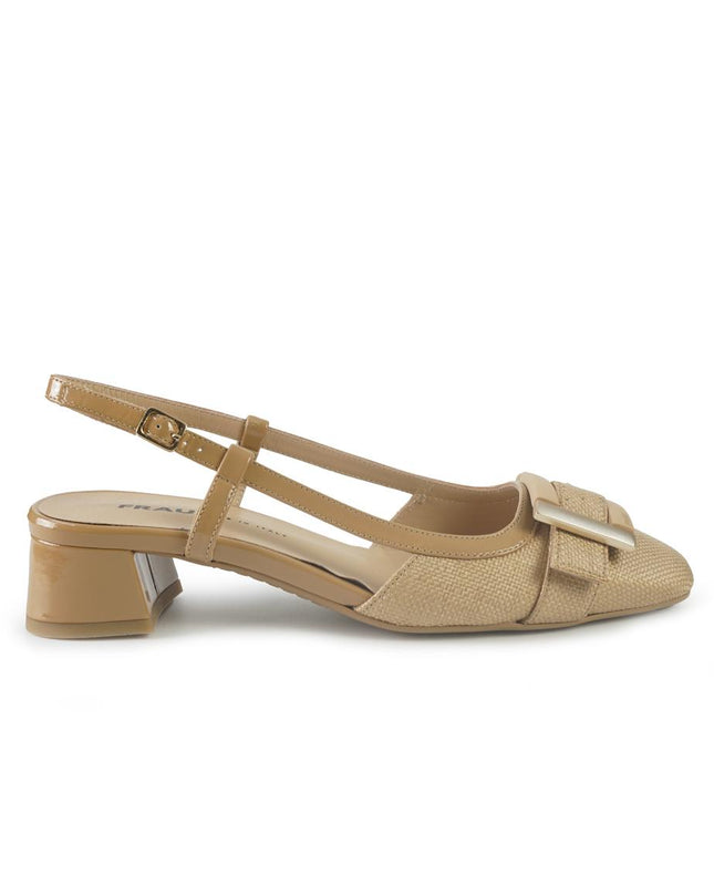 Frau Chanel Slingback in Tessuto e Vernice Noisette 92H4 COOKIE Frau 