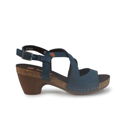 Jungla Sandalo Donna con Tacco in Pelle Nabuk Blu - MARIO SPATARELLA