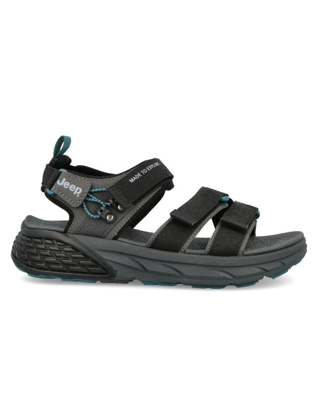 Jeep Sandali Uomo con Doppio Velcro in Tessuto Nero GROOVE SANDAL BLACK Jeep Footwear 