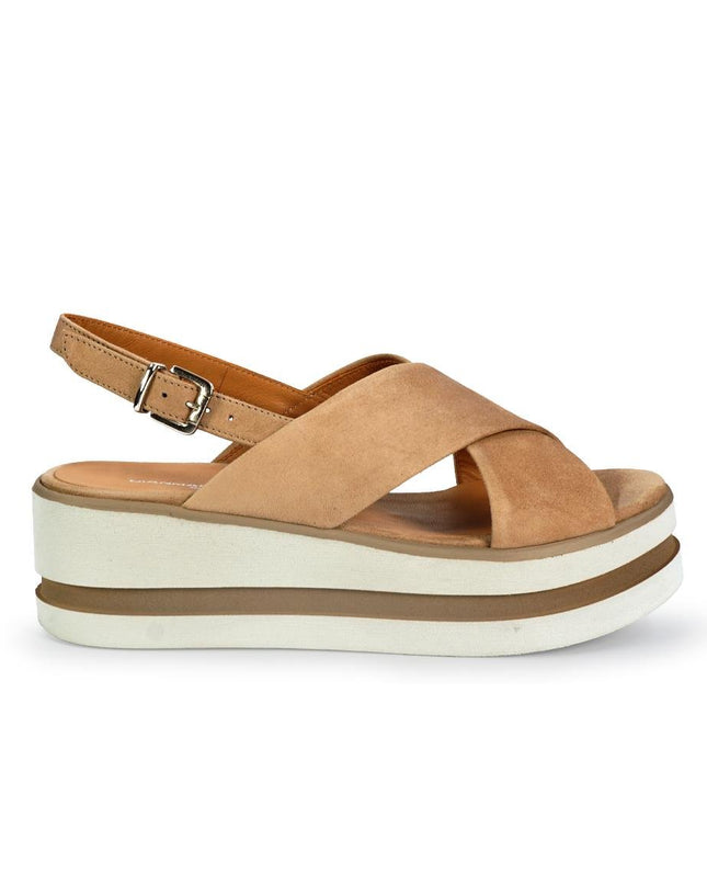 Gianmarco Sorelli Sandalo Donna Platform con Zeppa in Camoscio Beige - MARIO SPATARELLA