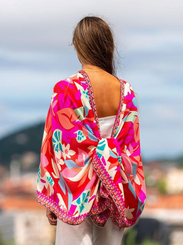 Foulard in Lana Misto Seta Rosso ASW35F ROJO Colores de Otono 