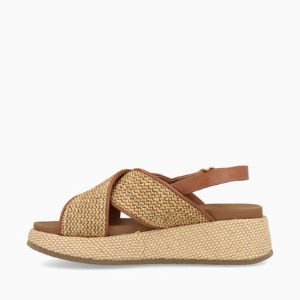 Jeep Sandalo Donna con Zeppa in Tessuto Verde Beige Multi KARINA CROSS NATURAL Jeep Footwear 