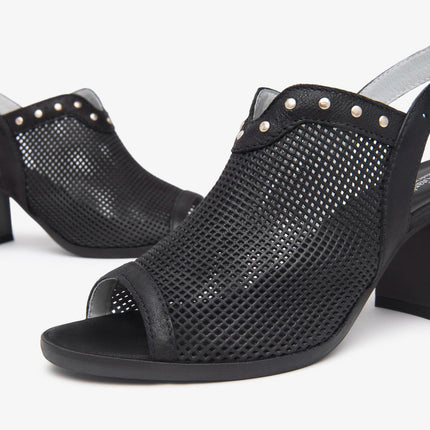 Nero Giardini Sandali Donna con Tacco in Pelle Nera Traforata E513380D NERO 100 Nero Giardini 