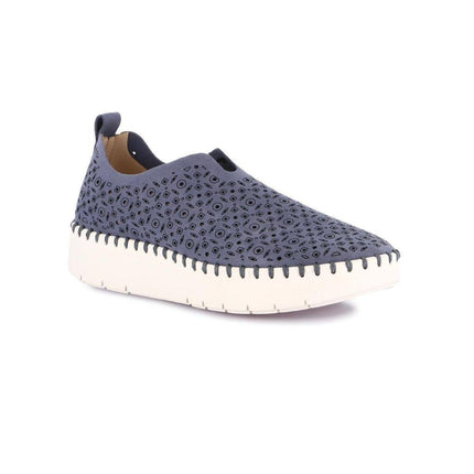 Grunland Slipon Traforata Donna in Tessuto Jeans Blu - MARIO SPATARELLA