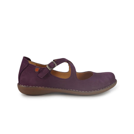Jungla Ballerina Donna con Doppio Cinturino in Pelle Nabuk Viola - MARIO SPATARELLA