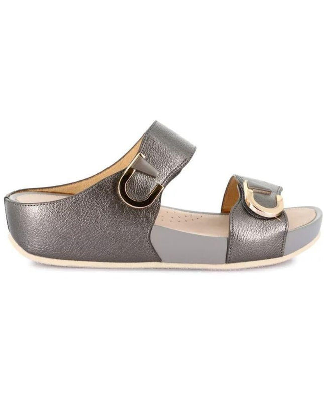 Grunland Sandalo Donna Ciabatta Confort con Velcro in Tessuto Antracite - MARIO SPATARELLA