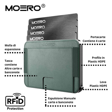 Moero M2 Green Portafoglio Slim M2 GREEN CARD BLACK Moero 