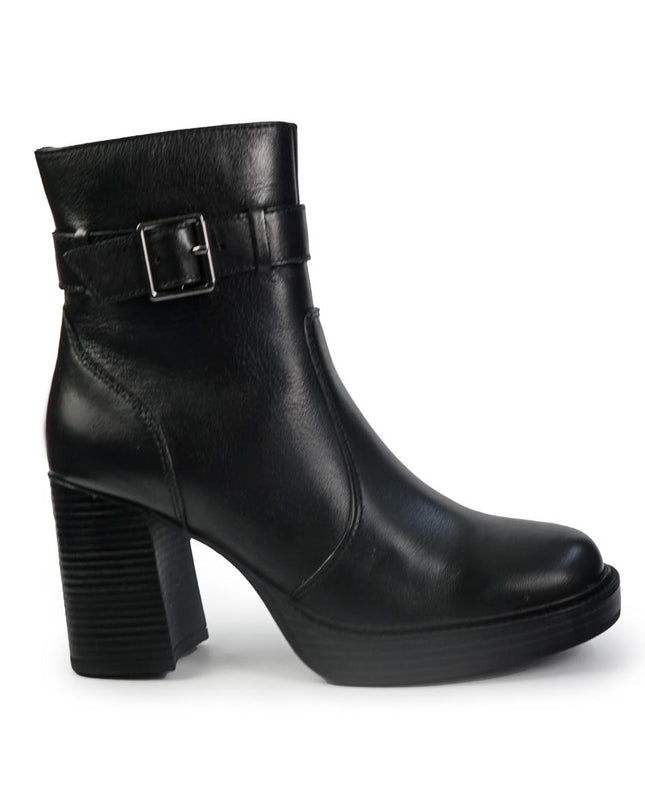 Vueva Stivaletti Donna con Tacco e Plateau in Pelle Nero - MARIO SPATARELLA