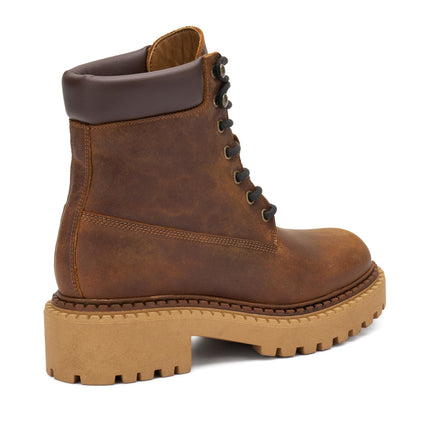 Frau Anfibi Donna in Pelle Cuoio Yellow Boot Giallone 78E7 CRAZY TAN Frau 