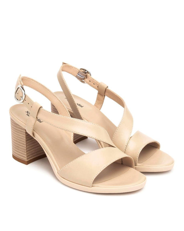 NeroGiardini Sandali con Tacco in Pelle Lino Beige - MARIO SPATARELLA