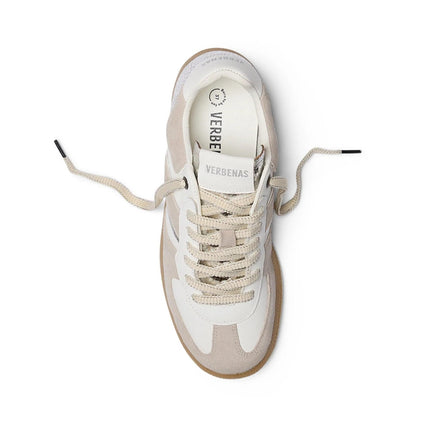 Verbenas Sneakers Bassa Donna in Pelle Bianca Profili Argento - MARIO SPATARELLA