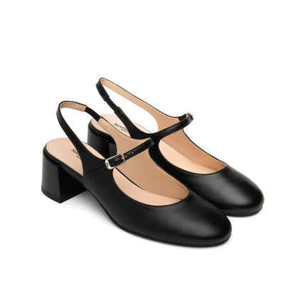 NeroGiardini Chanel Mary Jane Sling Back in Pelle Nera - MARIO SPATARELLA