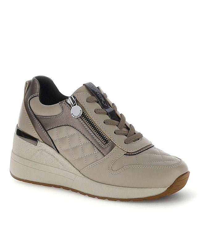 Stonefly Sneakers con Zeppa Lacci e Zip in Pelle Taupe - MARIO SPATARELLA