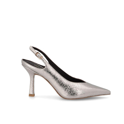 Bruno Premi Mary Jane Sling Back Tacco Stiletto in Pelle Platino - MARIO SPATARELLA