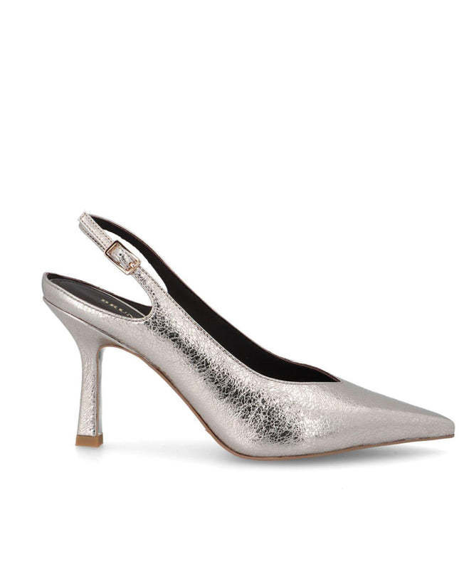 Bruno Premi Mary Jane Sling Back Tacco Stiletto in Pelle Platino - MARIO SPATARELLA