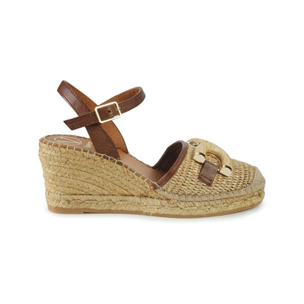 Viguera Espadrillas Alta in Pelle e Raffia 2206 NATURAL Viguera 