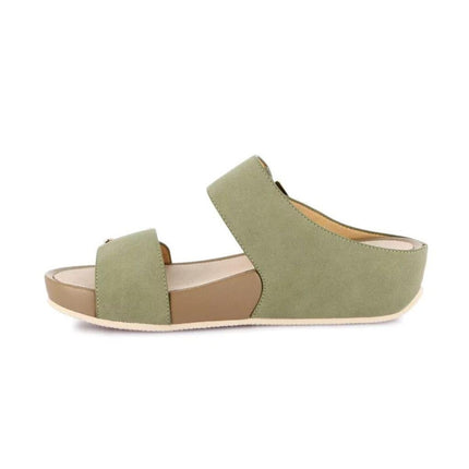 Grunland Sandalo Donna Ciabatta Confort con Velcro in Tessuto Oliva - MARIO SPATARELLA