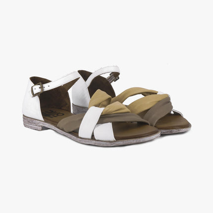 Sandali Donna Bassi in Pelle Y3405 BIANCO Bueno 