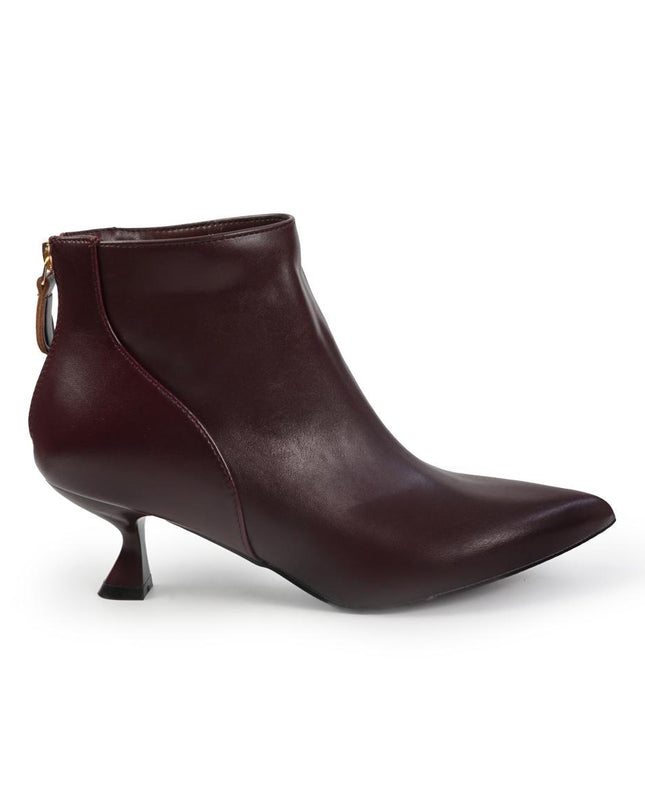 Stivaletti alla Caviglia Donna Tacco Rocchetto in Pelle Bordeaux YH13-01A BORDO ClaudV 