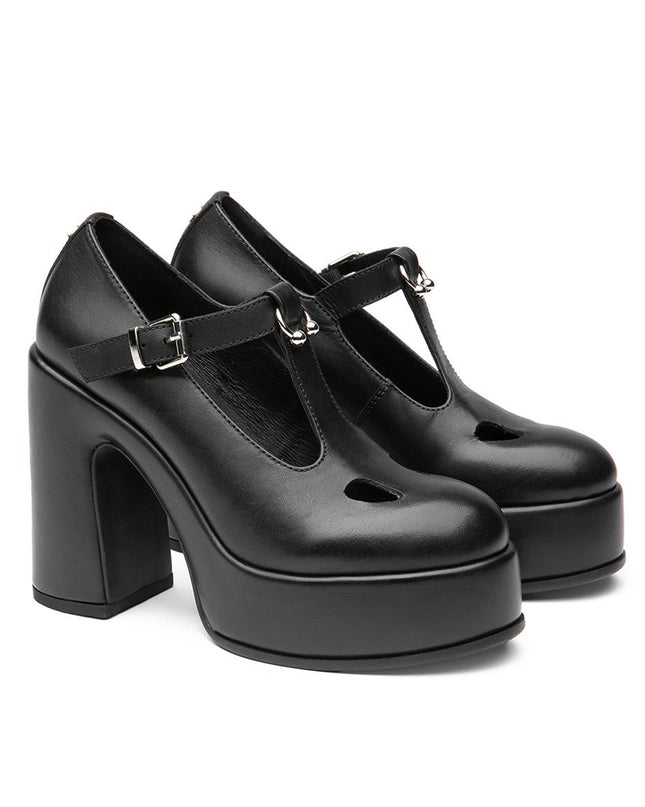 Pump Cult Donna con Tacco e Plateau in Pelle Nero - MARIO SPATARELLA