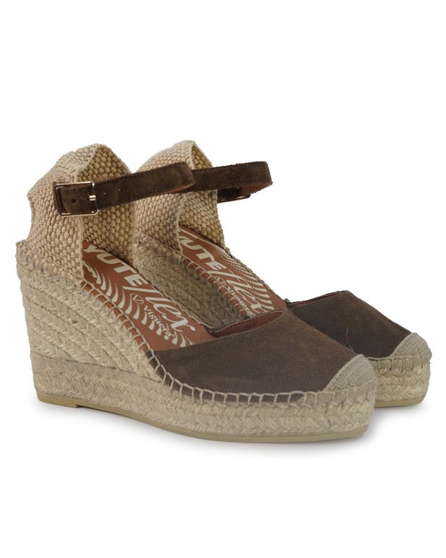 Viguera Espadrillas Alpargatas Donna con Cinturino in Camoscio Marrone - MARIO SPATARELLA