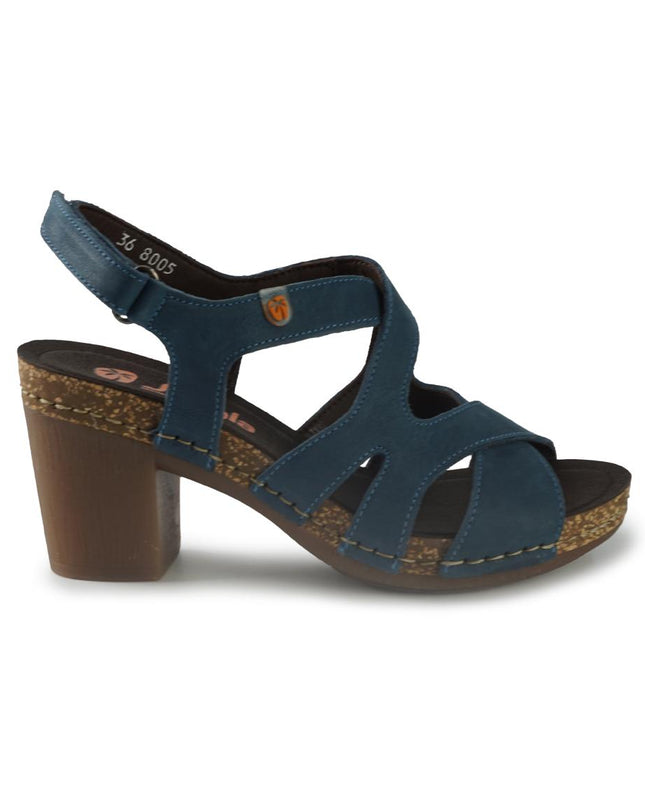 Jungla Sandali Donna in Pelle con Tacco e Plateau Blu 8005 OCEAN Jungla 