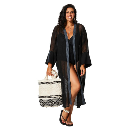 Kimono Estivo Lungo Nero KIMONO ESTIVO MBK5007A La Mano Boho 